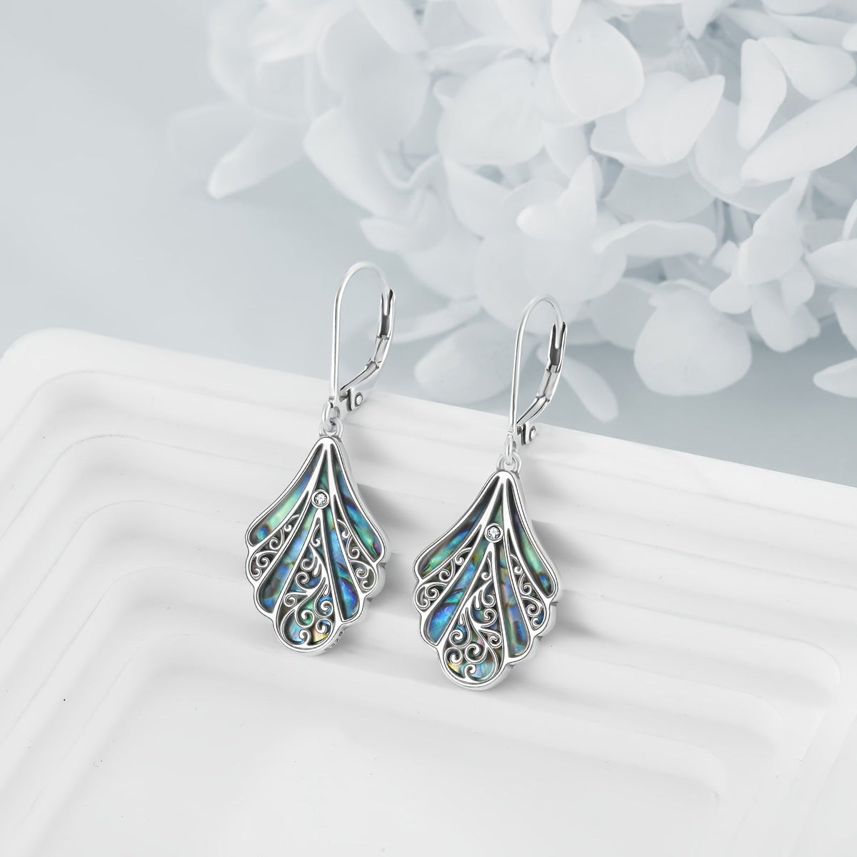 925 Sterling Silver Abalone Shell Dangle Earrings – Hypoallergenic Boho Drop Earrings for Women, Openwork Vintage Design, Iridescent Shell Inlay, Gift for Mother's Day & Valentine's Day