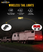 Wireless Magnetic Trailer Light Kit 26 LED Towing Tail Lights with 7-Pin Plug – Stop Turn Brake Backup Reverse IPX5 Waterproof 100FT Range for Trucks & Trailers 12-24V