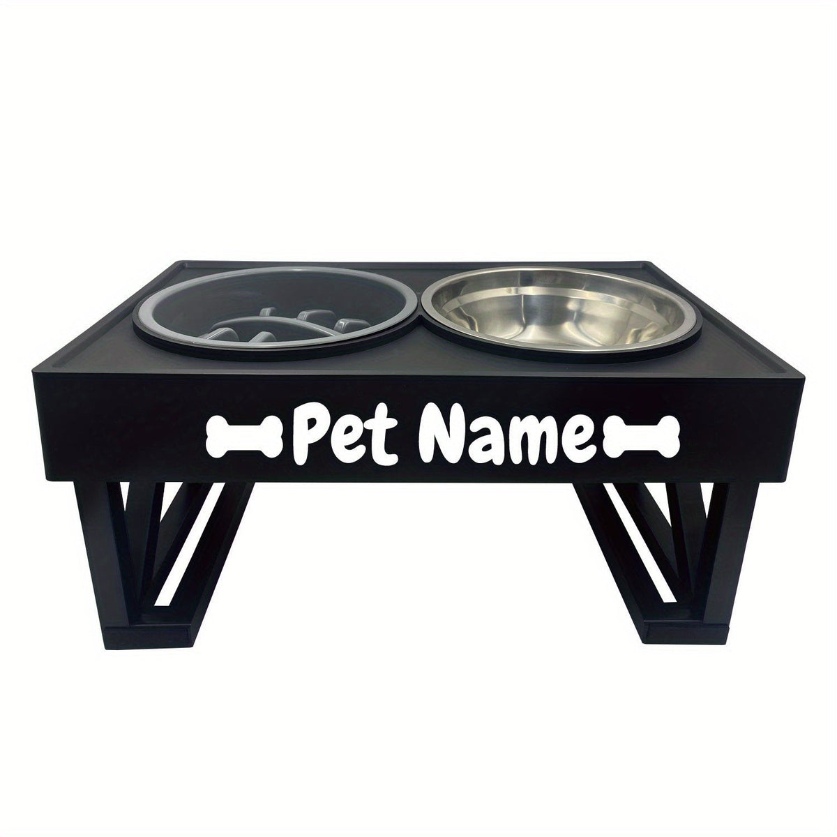 Personalized Raised Dog Bowl Stainless Steel with Slow Feeder & Height-Adjustable Double Dog Food Water Bowl for Medium Large Dogs and Cats