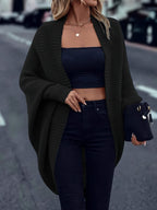Women's Oversized Open Front Knit Cardigan Coat Long Sleeve Batwing Solid Color Sweater Jacket Fall Winter Casual Elegant Outerwear S-XXL