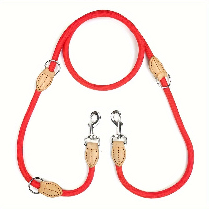 Dual Head Dog Leash for 2 Dogs – Hands-Free Multifunctional Round Rope Leash for Small Medium Large Dogs – Outdoor Running Training Coupler Leash for Walking Two Dogs at Once