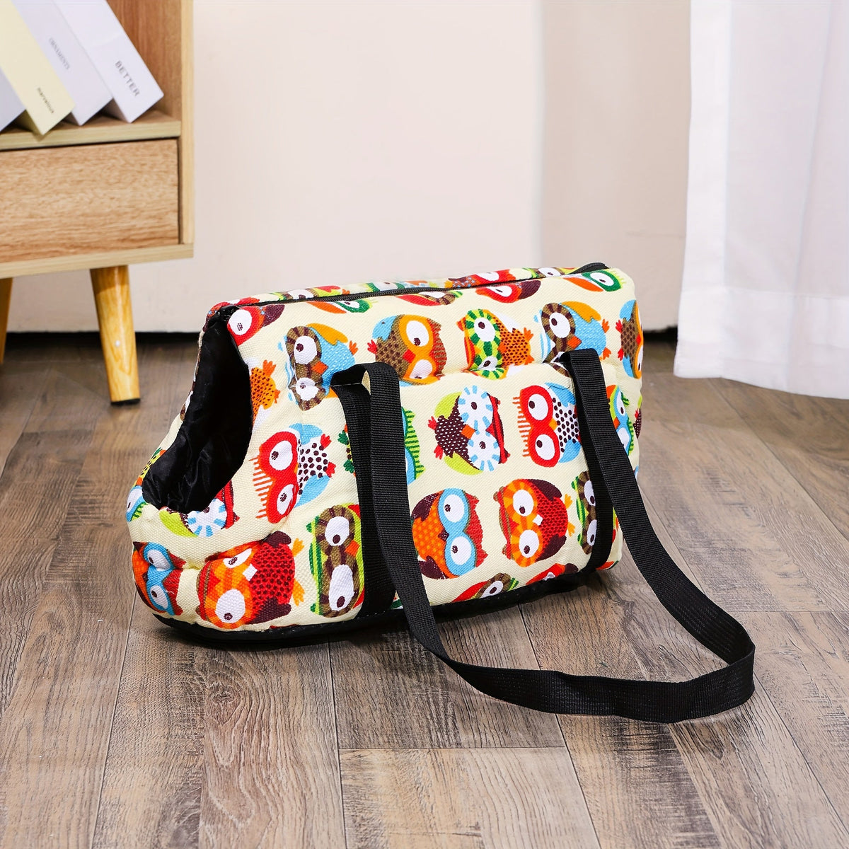 Cat Carrier Shoulder Bag Washable – Portable Zipper Pet Outing Bag for Small Medium Cats, Removable & Machine Washable, S (15.7x7in) & L (19.6x9in), Stripe Heart Owl Patterns, Plush & Regular Options