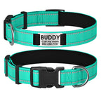 Customizable Reflective Dog Collar with Personalized Name Plate - Padded Nylon Comfort Fit, 12 Color Options, Engraved ID Tag Alternative for Small Medium & Large Dogs, Perfect Personalized Dog Gift for Dog Lovers
