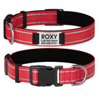 Customizable Reflective Dog Collar with Personalized Name Plate - Padded Nylon Comfort Fit, 12 Color Options, Engraved ID Tag Alternative for Small Medium & Large Dogs, Perfect Personalized Dog Gift for Dog Lovers