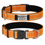 Customizable Reflective Dog Collar with Personalized Name Plate - Padded Nylon Comfort Fit, 12 Color Options, Engraved ID Tag Alternative for Small Medium & Large Dogs, Perfect Personalized Dog Gift for Dog Lovers