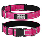 Customizable Reflective Dog Collar with Personalized Name Plate - Padded Nylon Comfort Fit, 12 Color Options, Engraved ID Tag Alternative for Small Medium & Large Dogs, Perfect Personalized Dog Gift for Dog Lovers