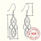 3 Pairs 925 Sterling Silver Celtic Knot Dangle Earrings for Women – Hypoallergenic Hollow Drop Earring Set, Elegant Daily & Casual Jewelry Gift