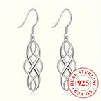 3 Pairs 925 Sterling Silver Celtic Knot Dangle Earrings for Women – Hypoallergenic Hollow Drop Earring Set, Elegant Daily & Casual Jewelry Gift