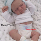 Realistic Reborn Baby Girl Doll 19 Inch 48cm Soft Vinyl 3D Painted Skin Visible Veins Implanted Lashes Movable Limbs Bath Safe Includes Clothes Pacifier Bottle - Gift for Children Collectors