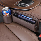 Car Seat Gap Filler Organizer with Gear Shift Cover – PU Leather, Multifunctional Storage Box for Phone, Keys, Cards, Cups & Wallet, Easy Install, Fits All Cars