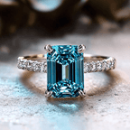 S925 Sterling Silver Blue Moissanite Promise Ring for Women – Princess Cut Square Stone, Engagement Wedding Bridal Ring with Certificate, Sizes 5-11, Elegant Luxury Gift