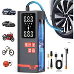 Portable Tire Inflator Air Compressor Wireless – USB Rechargeable, Digital Display, LED Light, Multi-Nozzle Adapter, Lithium Battery, Fits Car, Motorcycle, Bicycle, Sports Balls