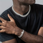 Cuban Link Chain Jewelry Set for Men 2pcs – Hip Hop Miami Bling Necklace and Bracelet Set, Luxury Fashion Streetwear Accessories, Perfect Birthday Anniversary Gift for Him