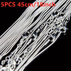 5-Piece 925 Silver Plated Snake Chain Necklace Set – 1mm Solid Bead Chain for Women & Men, Multiple Lengths 18-30 Inch, Layering Necklace Gift Set with Gift Bag