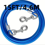 Dog Tie Out Cable for Yard – Heavy Duty Steel Wire Runner 10/15/20/30 FT with Durable Clips, Outside Dog Lead for Large Dogs Up to 165 lbs, Blue