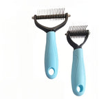 2-Pack Stainless Steel Pet Dematting Comb – Double-Sided Pin Grooming Tool for Cats & Dogs, High-Efficiency Detangler Brush Removes Knots, Tangles & Loose Hair