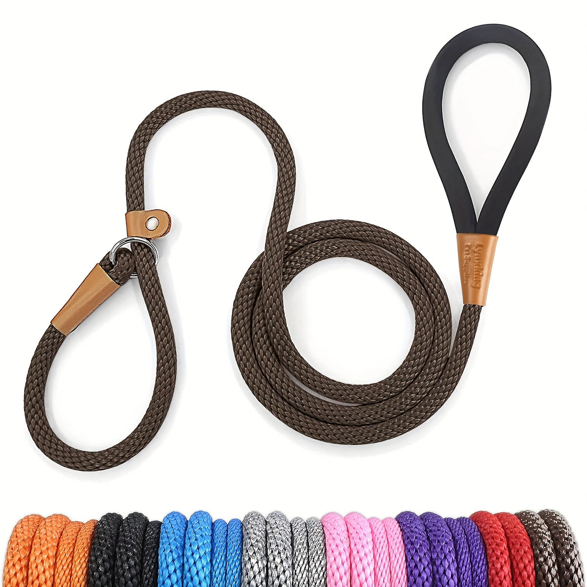 Durable Nylon Dog Leash for Small Medium Large Dogs - Heavy Duty Woven Training Leash S-XL, 8 Colors, Strong Comfortable Handle Dog Walking Lead