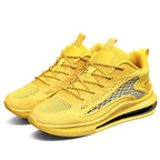 Men's Air Cushion Running Sneakers Lightweight Lace-Up Anti-Slip Shock-Absorbing Breathable Athletic Shoes for Walking Fitness Tennis Travel Sizes US 6.5-13.5 Black Blue White Yellow Red