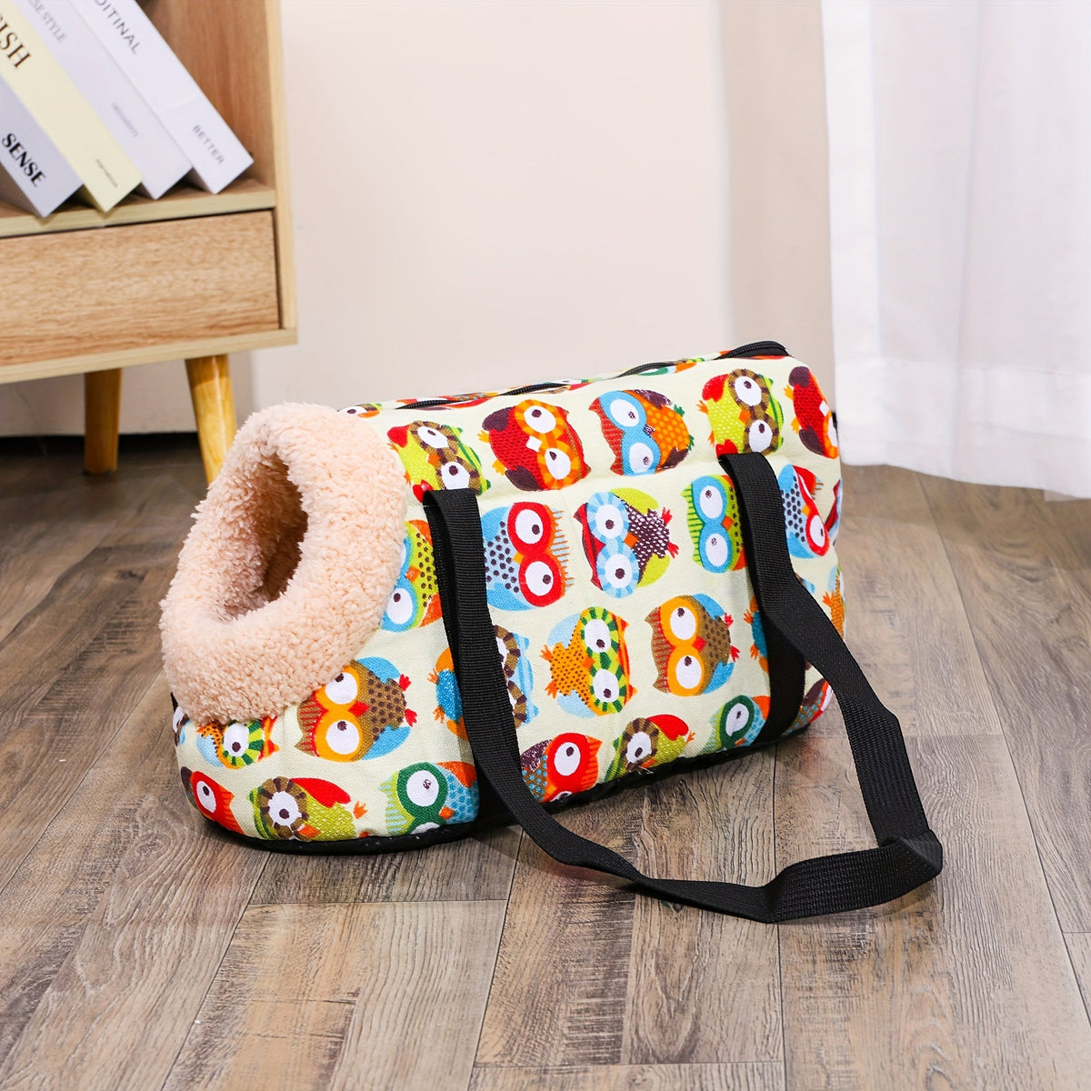 Cat Carrier Shoulder Bag Washable – Portable Zipper Pet Outing Bag for Small Medium Cats, Removable & Machine Washable, S (15.7x7in) & L (19.6x9in), Stripe Heart Owl Patterns, Plush & Regular Options