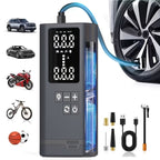 Portable Tire Inflator Air Compressor Wireless – USB Rechargeable, Digital Display, LED Light, Multi-Nozzle Adapter, Lithium Battery, Fits Car, Motorcycle, Bicycle, Sports Balls