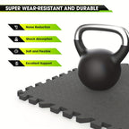 EVA Interlocking Gym Floor Mats 20 or 60 Pack – Thick Impact-Resistant Non-Slip Waterproof Foam Puzzle Tiles for Home Gym, Yoga, Weightlifting & Exercise, Black