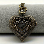 Silver Heart-Shaped Hollow Pendant Pocket Watch Necklace for Women - Elegant Quartz Locket Watch Stainless Steel Vintage Charm Jewelry, Perfect Mother's Day Valentine's & Birthday Gift