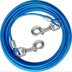 Dog Tie Out Cable for Yard – Heavy Duty Steel Wire Runner 10/15/20/30 FT with Durable Clips, Outside Dog Lead for Large Dogs Up to 165 lbs, Blue