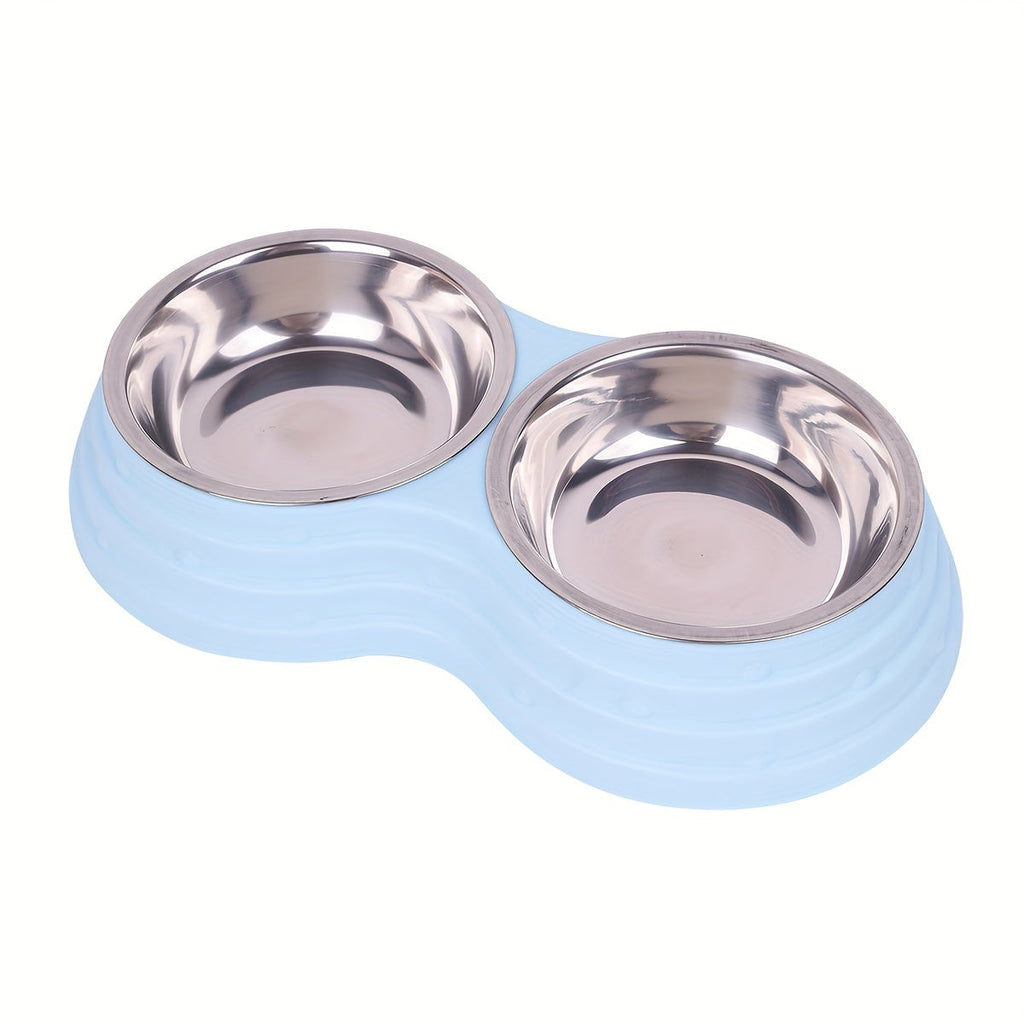 Stainless Steel Double Pet Bowl - Food & Water Dual Bowl Set for Small Medium Large Dogs & Cats, Durable Non-Rust Cat & Dog Food Bowl