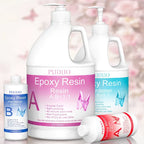 Ultra Clear Epoxy Resin Kit 2 Part Bubble-Free Yellowing-Resistant Self-Leveling for Countertops River Tables Casting Coating DIY Crafts - 32oz 72oz Fast Cure 1 Gallon with Pump