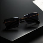 Unisex Rimless Leopard Sunglasses - UV400 Narrow Rectangular Frameless Shades in Black & Gold, Premium Fashion Eyewear for Men & Women, Includes Case & Cloth, Great for Parties Travel & Festivals