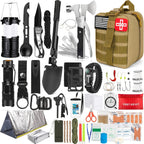 Professional Survival Gear Kit 14, 152 or 258 Piece – Outdoor Emergency Survival Equipment with Fire Starter, Compass & Multitool for Camping, Hiking & Adventure, Best Gift for Men & Women
