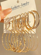 16Pcs Minimalist Metal Twist Earrings Set for Women – Hypoallergenic Gold Stud & Hoop Earring Gift Set for Daily Wear, Parties & Special Occasions