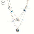 925 Sterling Silver Handmade Multi-Layer Love Beaded Necklace & Earring Set for Women – December Birthstone Jewelry, Elegant Daily & Wedding Gift with Free Gift Box