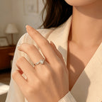925 Sterling Silver Hollow Celestial Ring for Women – Natural Stone Inlay, Hypoallergenic Vintage Style, Perfect Gift for Valentine's Day, Birthdays & Daily Wear