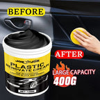 Car Plastic Polish & Tire Coating 400g with Sponge – All-in-One Restorer for Dashboard, Seats & Bumpers, Long-Lasting PVC Formula, Streak-Free Shine, Easy Auto Detailing Application