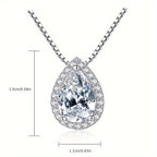 1CT D Color Moissanite Water Drop Pendant Necklace for Women – 925 Sterling Silver Teardrop Necklace with Certificate, Bridal & Anniversary Jewelry Gift