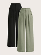 High-Waisted Wide-Leg Pants Two-Piece Set for Women – Trendy Matching Outfit, Casual & Chic Loungewear Coord Set