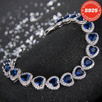 S925 Sterling Silver Blue Heart-Shaped Full Moissanite Bracelet for Women – Elegant Luxury Style, Perfect Gift for Sisters, Mothers, Anniversary, Valentine's Day & Christmas