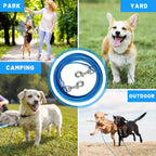 Dog Tie Out Cable for Yard – Heavy Duty Steel Wire Runner 10/15/20/30 FT with Durable Clips, Outside Dog Lead for Large Dogs Up to 165 lbs, Blue