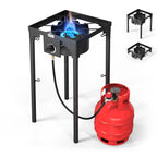 High Pressure Propane Burner Stove 100,000-225,000 BTU - Heavy Duty Cast Iron Outdoor Camp Cooker with Detachable Legs, CSA Listed Regulator, 1 or 3 Burner for Camping, Tailgating & Brewing