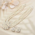 Luxury Bridal Necklace & Earring Set for Women – Silver Plated Beaded Jewelry Set for Wedding, Evening Party & Stage Performance, Elegant Dress Accessories