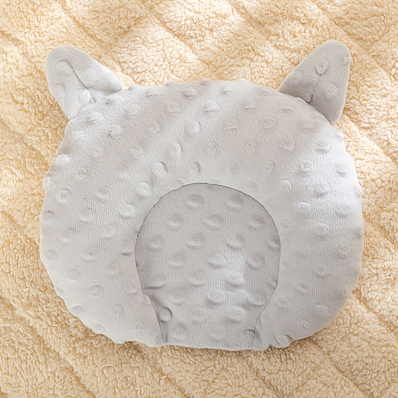 U-Shaped Dog Bed for Small Dogs – Cozy Cartoon Fleece Sleep Pad, Calming Donut Cuddler for Toy Breeds, Soft Polyester Elliptical Mat for Deep Sleep – Pink, Yellow, Blue, Grey