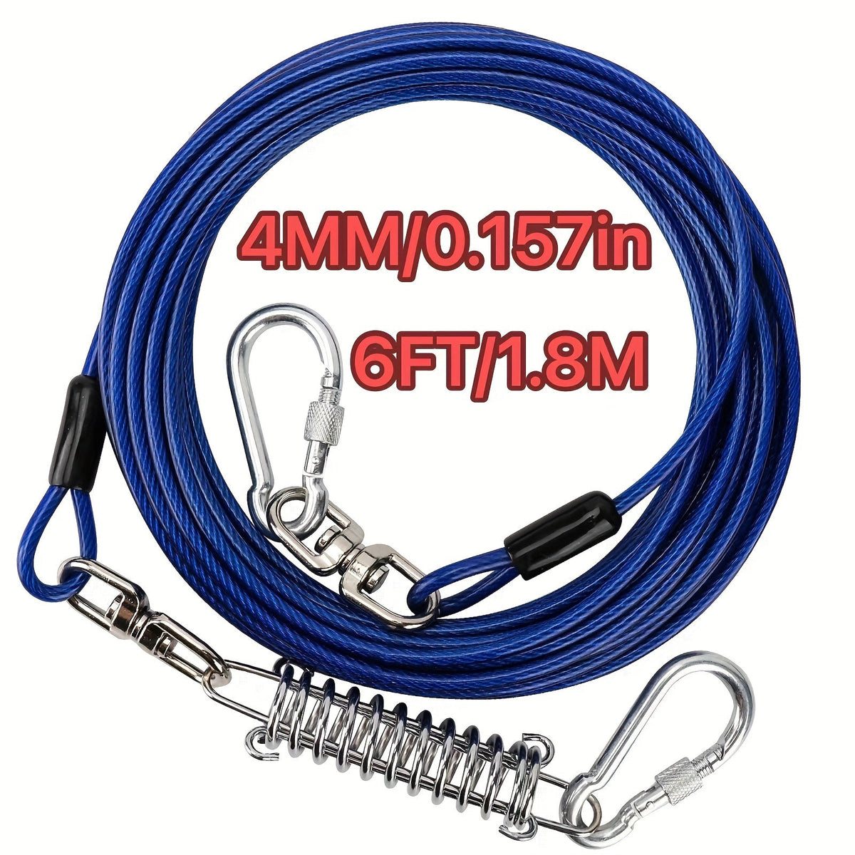 Heavy Duty Dog Leash 6 10 15 30 50 75 100 Feet Long Training Tie Out Cable for Large Dogs Up to 500 lbs Durable Bite-Resistant Yard Running Rope Lead