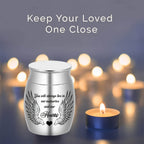 Small Keepsake Cremation Urn for Human or Pet Ashes – Mini Aluminum Alloy Funeral Urn with You Will Live in Our Memories Engraving, Memorial Ash Holder for Adults & Pets, Silver or Black