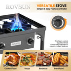 High Pressure Propane Burner Stove 100,000-225,000 BTU - Heavy Duty Cast Iron Outdoor Camp Cooker with Detachable Legs, CSA Listed Regulator, 1 or 3 Burner for Camping, Tailgating & Brewing
