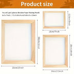 Wooden Papermaking Kit – 3-Piece DIY Handmade Paper Craft Frame Mold Set with Elastic Net & Metallic Hinges, 3 Sizes Included, Perfect for Cards, Journals, Gift Tags & Stationery | Velora