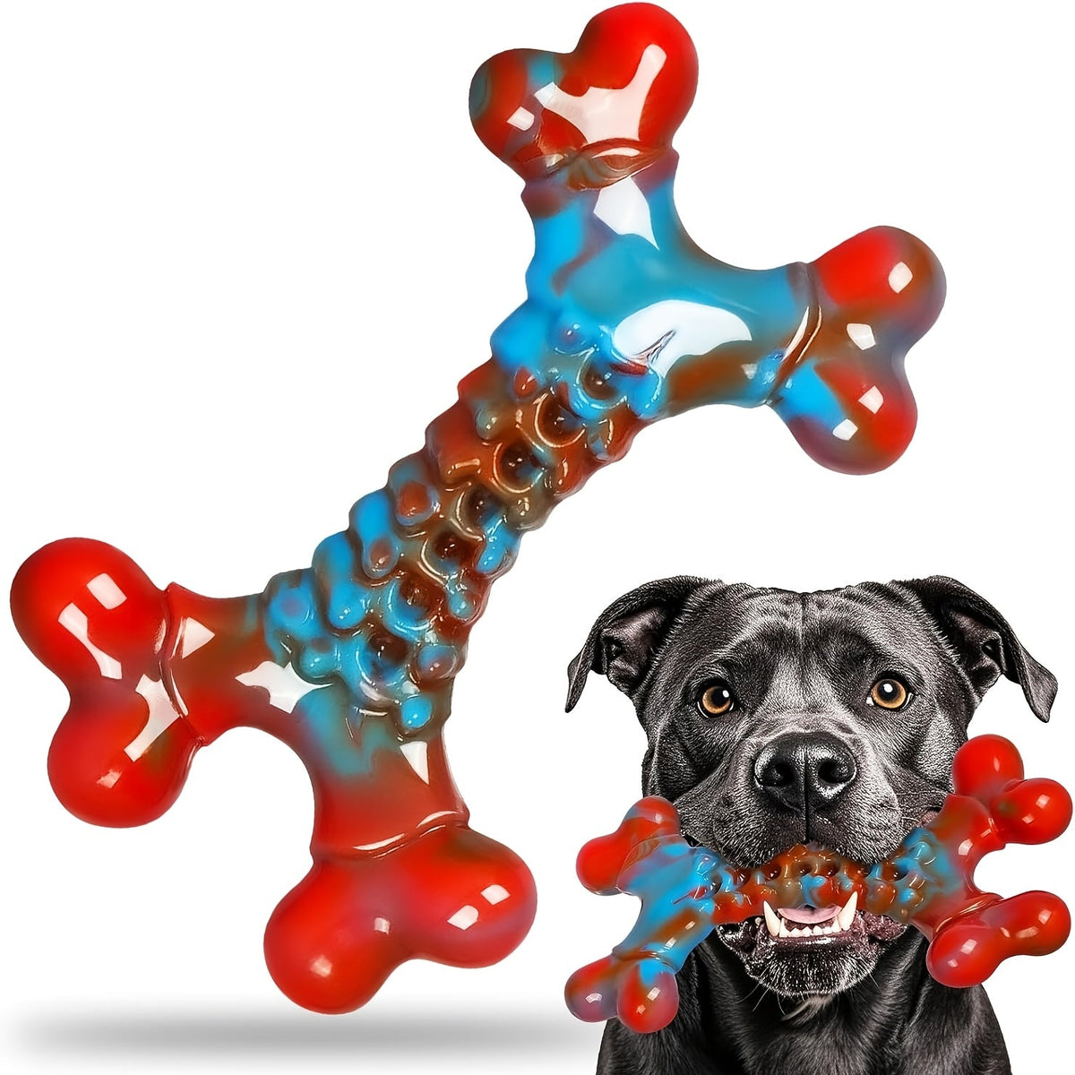 Tough Dog Chew Toys for Aggressive Chewers - Indestructible Nylon Bone for Large Medium Breeds, Puppy Teething Chew, Beef & Peanut Butter Flavors, Keeps Dogs Busy