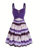Tie Dye Print Dress Women Sleeveless Backless V-Neck Summer Casual Sundress Boho Colorful Mini Dress S-XXL Multiple Colors