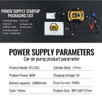 7000A Portable Jump Starter with Air Compressor – 8-in-1 Car Battery Booster, 150PSI Auto-Stop Tire Inflator, Power Bank, LED Emergency Light – Fits Gas up to 9L & Diesel up to 8.5L, 12V Vehicles