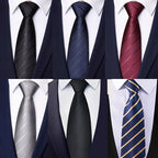 Men's Zipper Ties Set of 6 Pre-Tied Neckties - Black Navy Burgundy Formal Ties for Wedding, Business, Job Interviews & Graduation, Easy Clip-On Adjustable Necktie Gift Set for Men & Boys